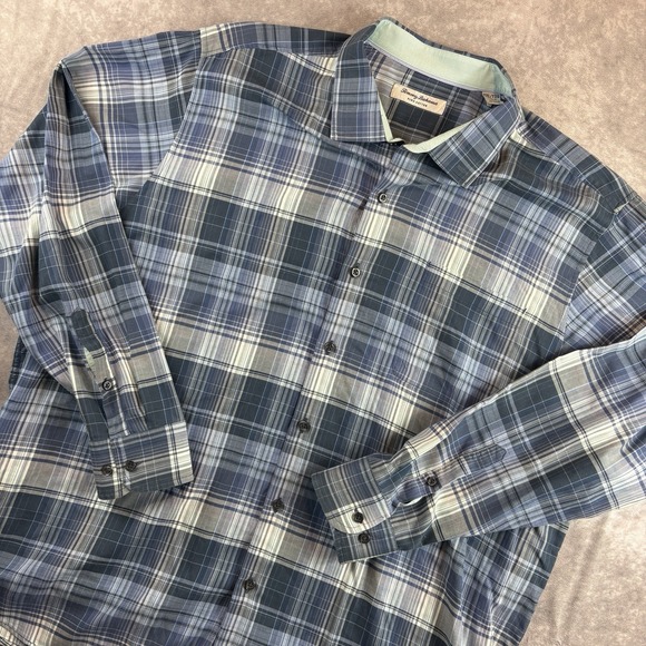 Tommy Bahama Other - Tommy Bahama Button Up Mens 2XL Blue Zacero Plaid Pima Cotton Hawaiian Preppy